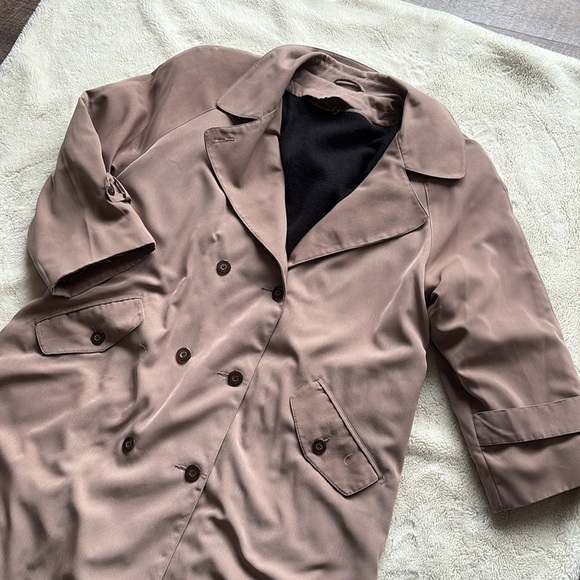 Vintage Taupe Sequance Blazer Jacket with Cropped Sleeves & Shoulder Pads - Picture 2 of 10